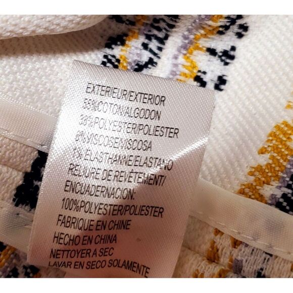 Tahari Open Blazer Jacket 2P Arthur S. Levine Woven Cream/Black/Gold Fringe Edge - Picture 8 of 10